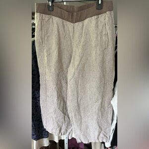 J. Jill sz 1x cropped linen pants brown striped